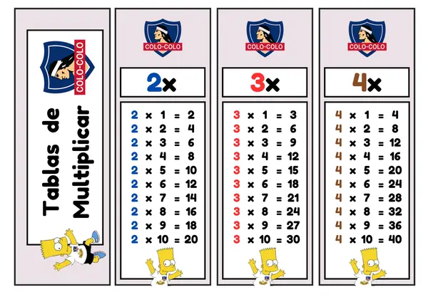 Tablas de Multiplicar "Colo-Colo". 