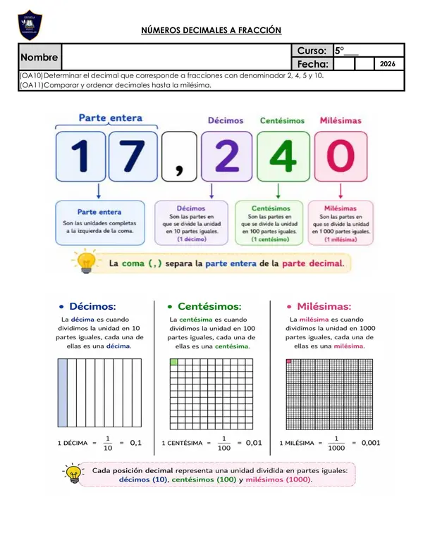números decimales a fracción