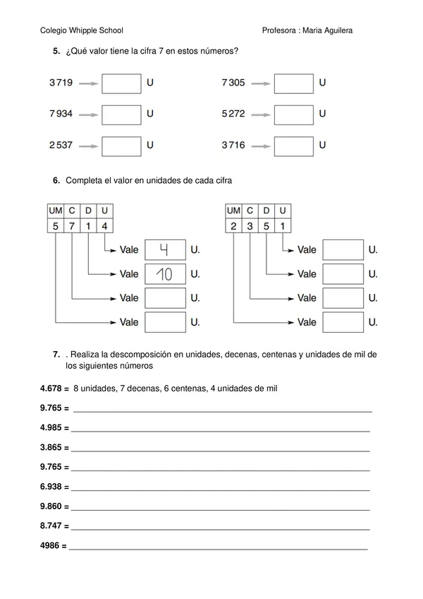 Guia numeracion hasta el 1000