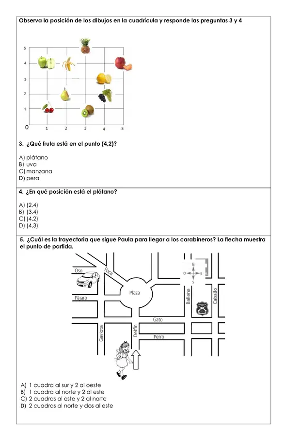 Prueba Matemática- Figuras geométricas, coordenadas y medición