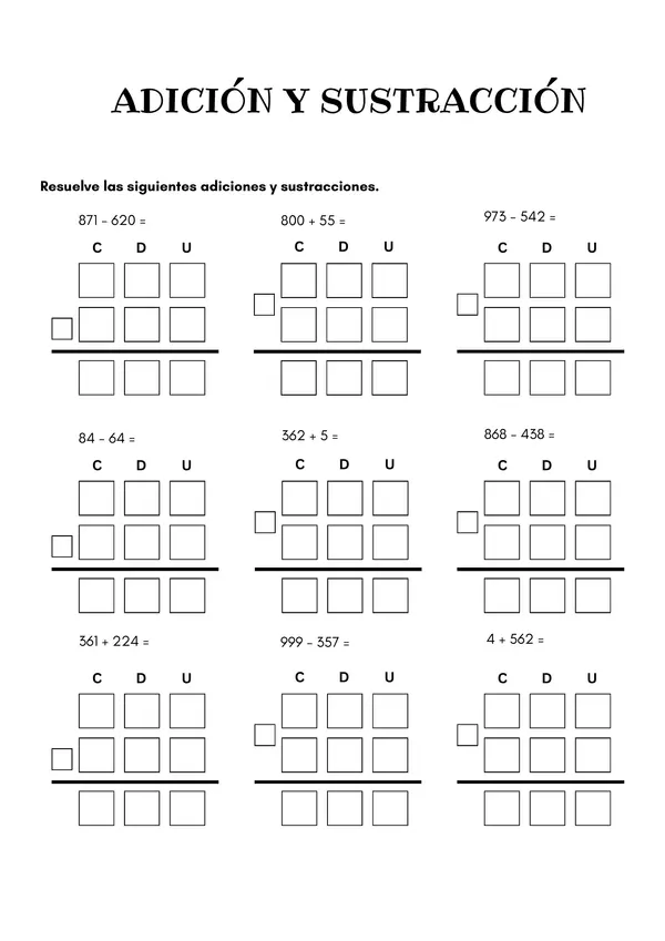 ADICIÓN Y SUSTRACCIÓN