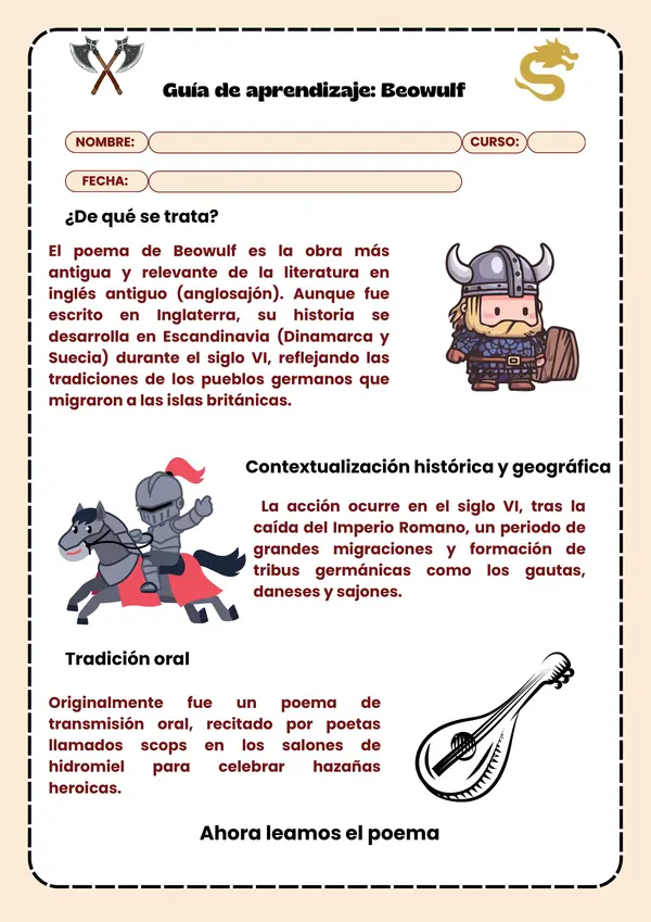 Guía de aprendizaje: "Beowulf"