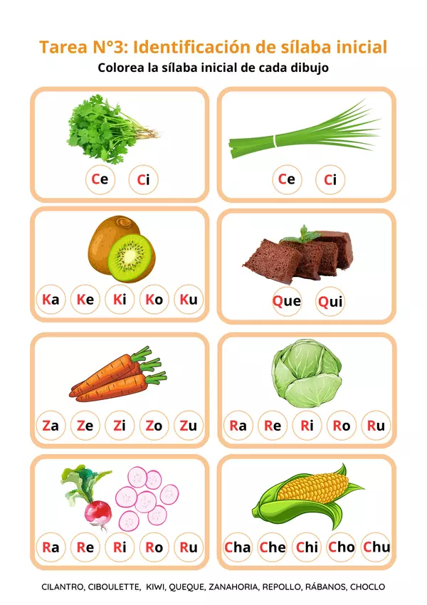 Repaso lector de categoría alimentos