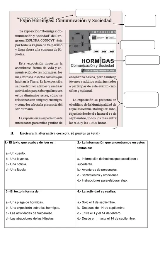 Prueba Textos Informativos 3° año básico