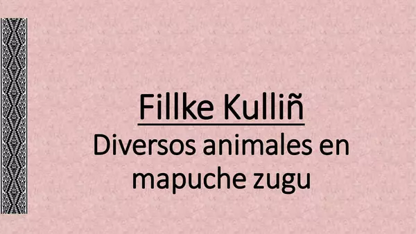 Presentación "Los distintos animales en mapuzugun" Fillke Kullin