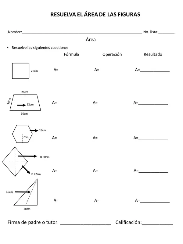 Área y perímetro de las figuras