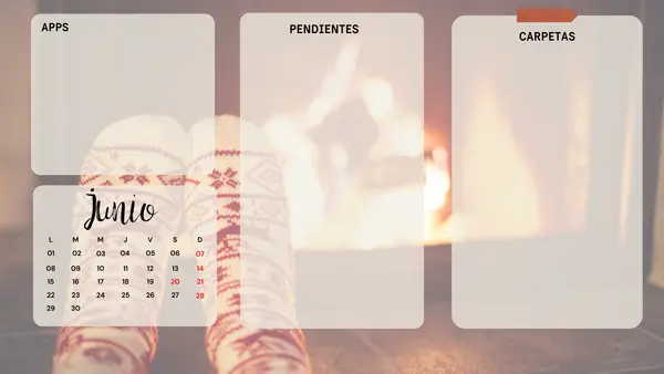 Fondo de Pantalla Organizador para PC – Apps, Carpetas y Pendientes + Calendario Mensual