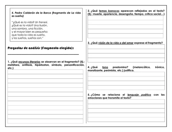 Guía de trabajo - Movimiento Literario Barroco