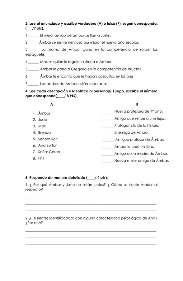 Evaluación Ambar en cuarto y sin su amigo.