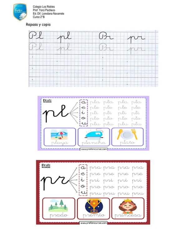Grupo consonántico pl pr