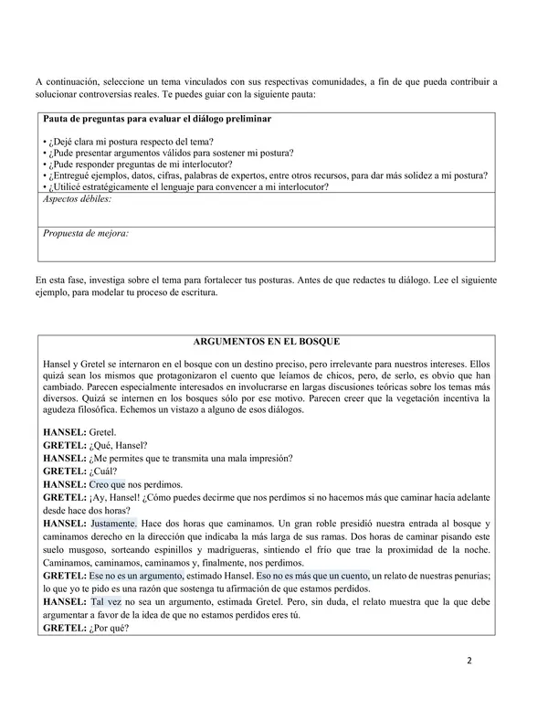 Produzcamos un diálogo argumentativo