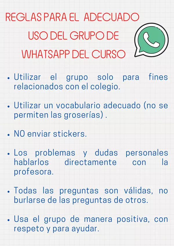 Adecuado uso de whatsapp de curso