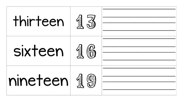 Numbers in English bulletin blank