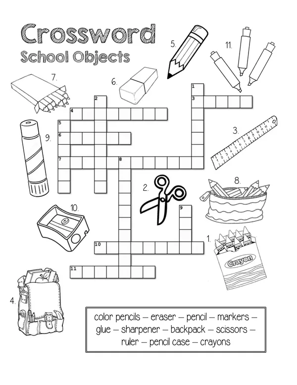 Crossword School Objects