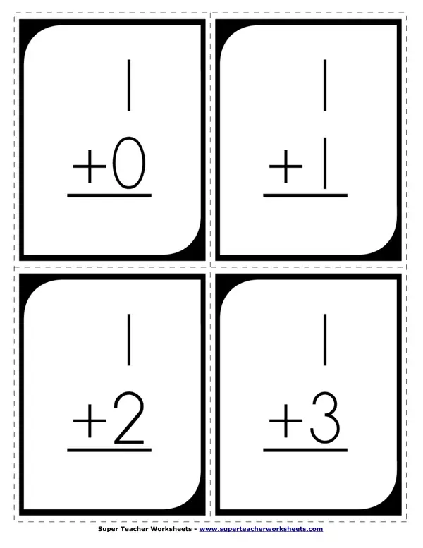 Addition flashcards 1 digit addends