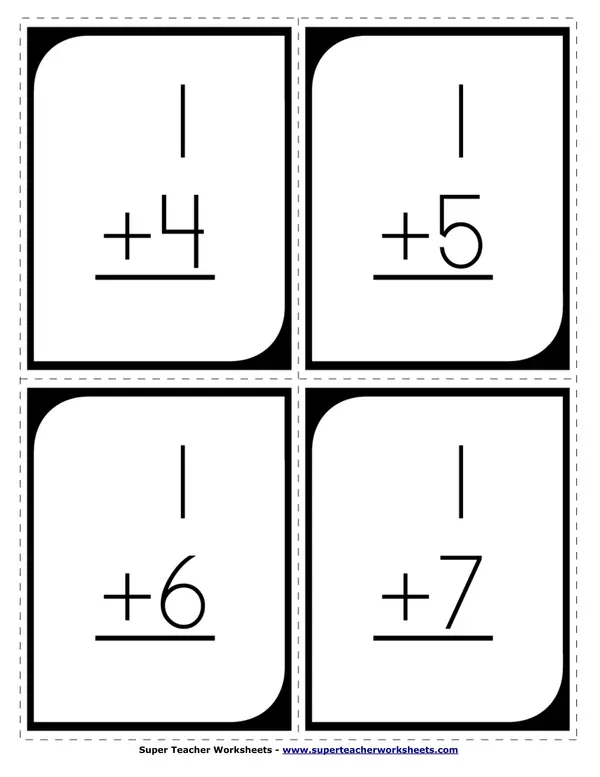 Addition flashcards 1 digit addends