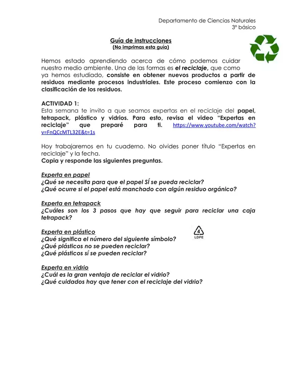 Guía de trabajo Expertas en reciclaje