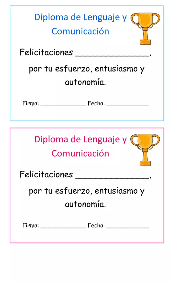 Diploma de esfuerzo (Lenguaje y Comunicación)