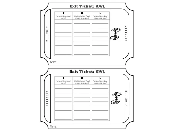 Exit Ticket "KWL" 