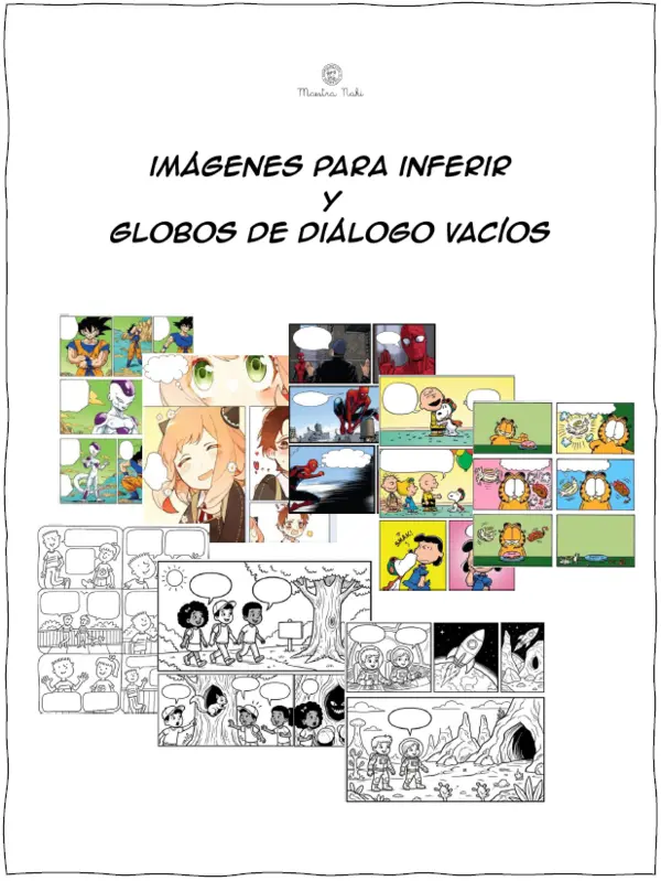 Extractos de historietas con globos de diálogo vacíos.