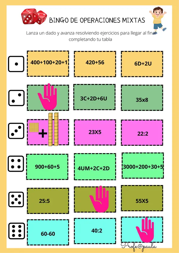 BINGO DE OPERACIONES MIXTAS 