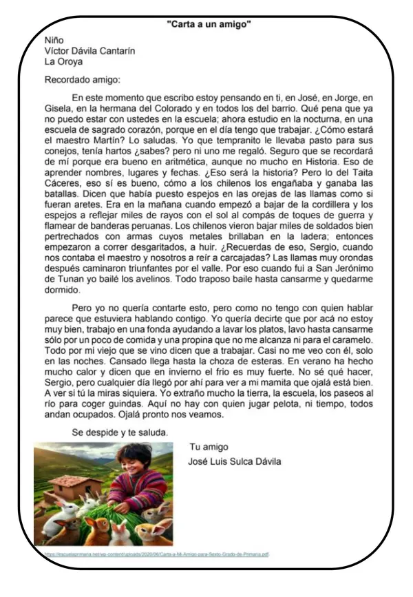 FICHA 31 - LECTURA: ''Carta a un amigo''