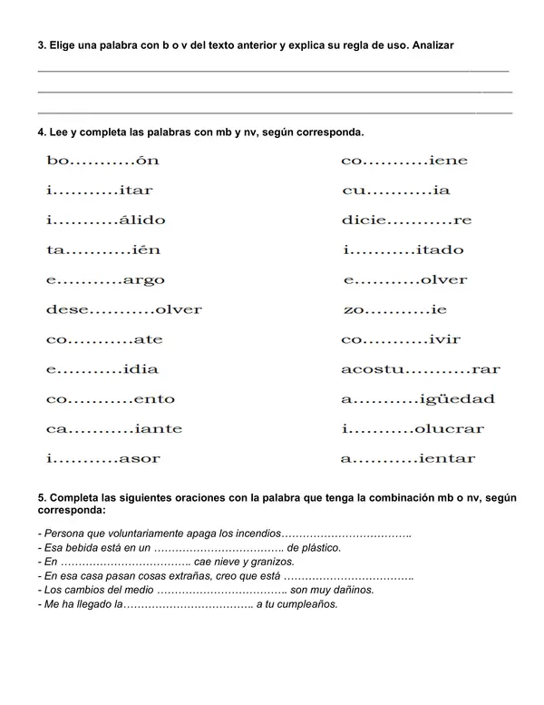 Guía "Uso de B y V" Primer ciclo