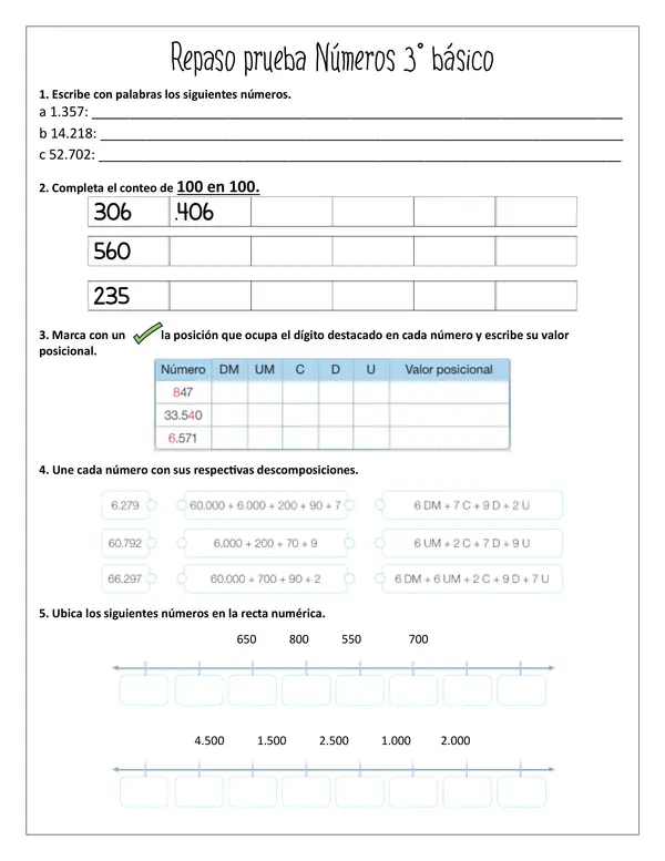 Repaso eje NÚMEROS 3° BÁSICO