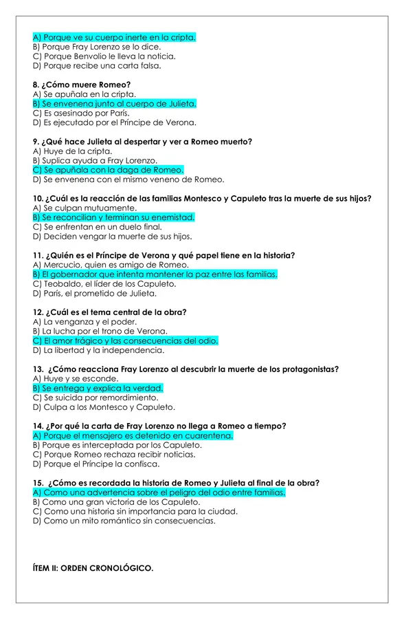 Prueba Lectura - Romeo y Julieta