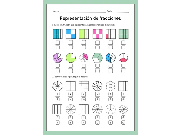 Representar fracciones propias