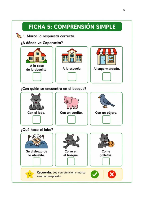 Cuento Caperucita Roja, con adaptación y secuencia didáctica (PIE-ED. ESPECIAL)