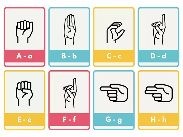 Flashcards Abecedario, Lenguaje de señas