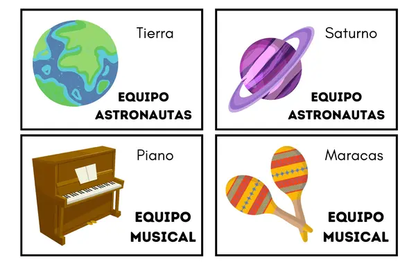 Tarjetas para formar equipos