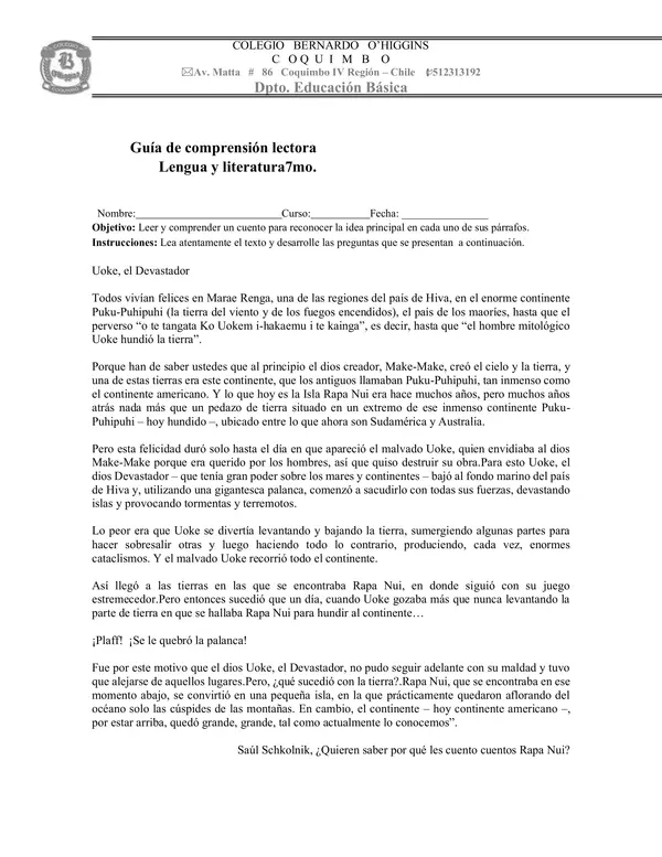 comprensión de lectura
