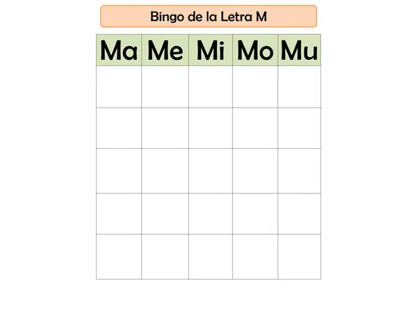 BINGO DE LA LETRA M