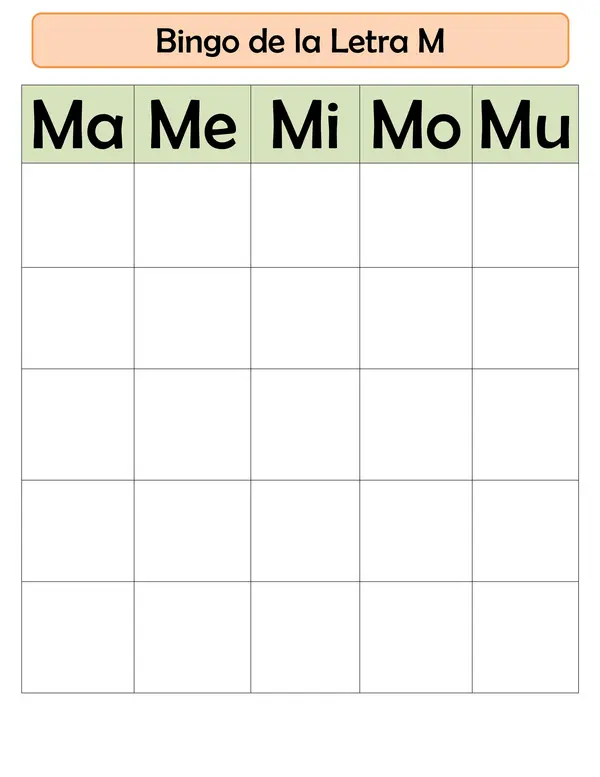 BINGO DE LA LETRA M