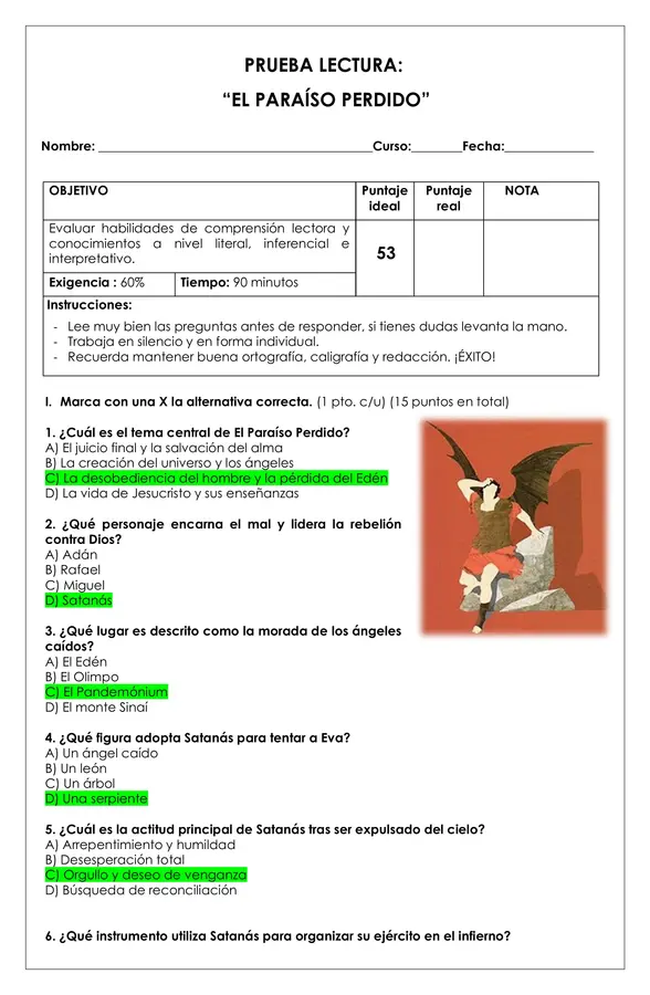 Prueba Lectura - El paraíso perdido 