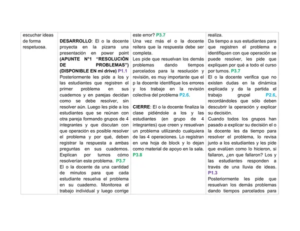 Planificación Clase a Clase: Octubre | Matemática Tercero Básico