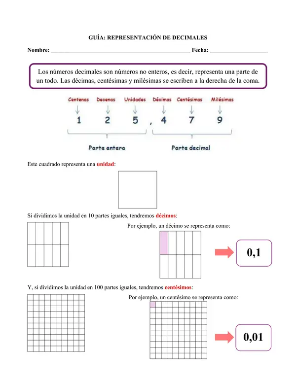 Guía De Números Decimales
