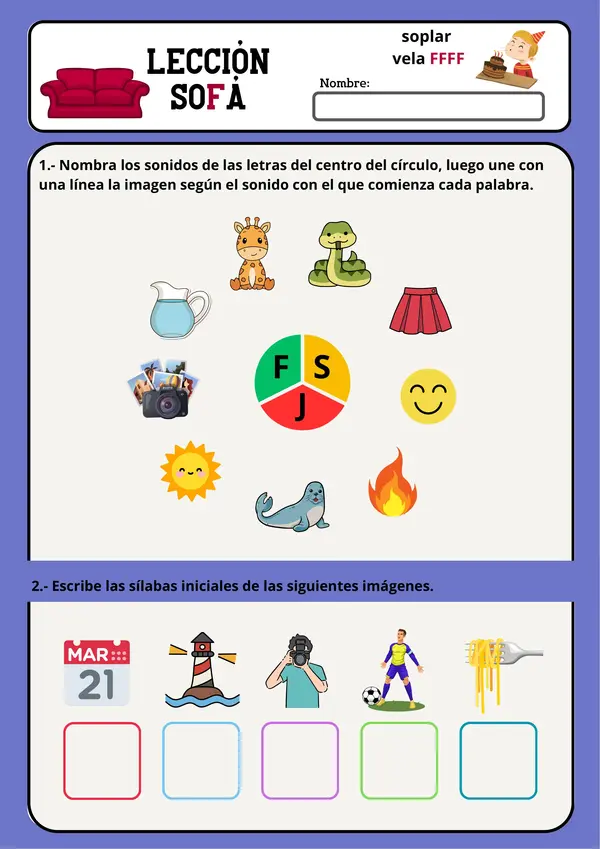 Lección Sofá - Metodo Matte (LETRA F)