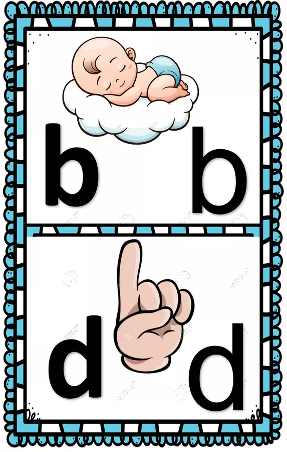 letrero para diferenciar d -b /q- p imprenta y manuscrita