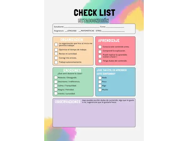 Checklist metacognición