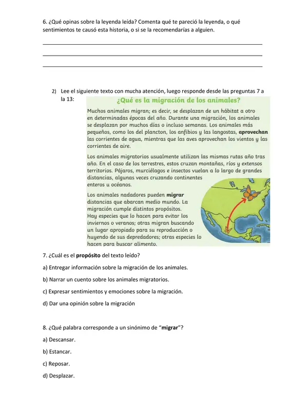 Evaluación informal tercero básico"