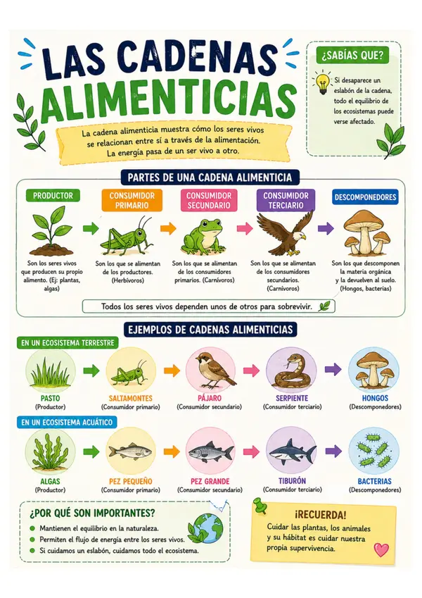 Póster educativo: Las cadenas alimenticias