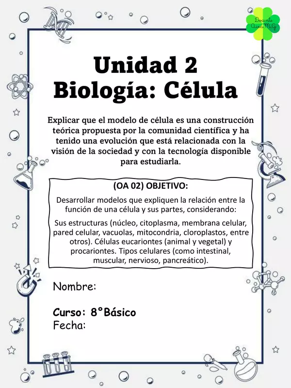 Ciencias 8° básico  1 Unidad 2 Biología: La Célula