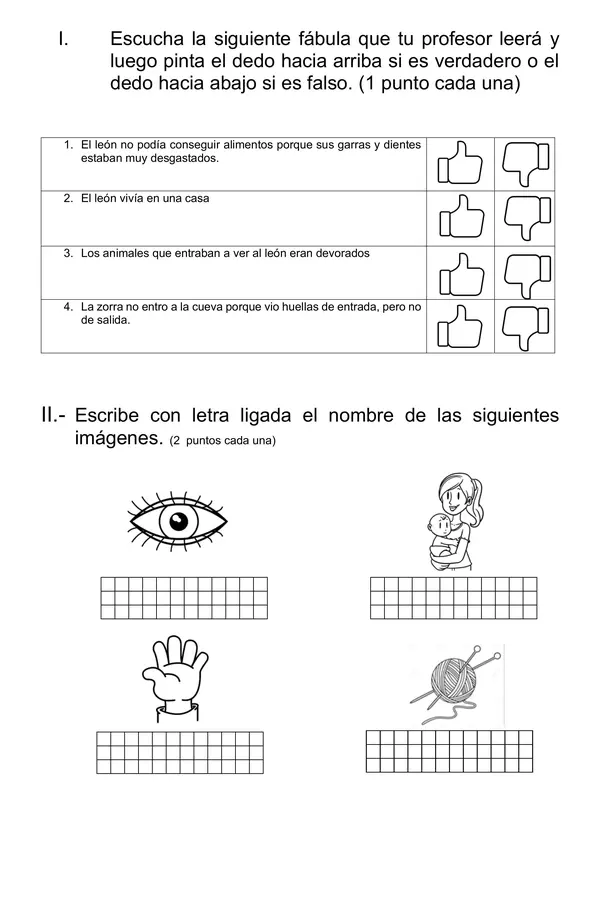 Evaluación Método Matte – Lecciones ojo, mamá, mano, lana (1° básico)