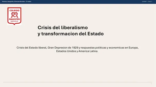 Crisis del liberalismo post Primera Guerra Mundial y transformación del estado