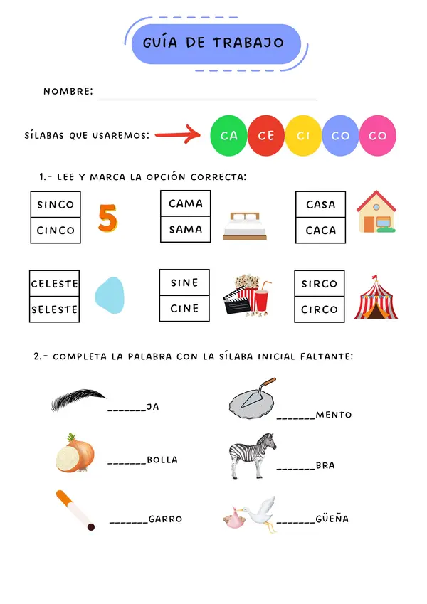 GUÍA LECCIÓN COCINA - VASO - HIJO - MUÑECA
