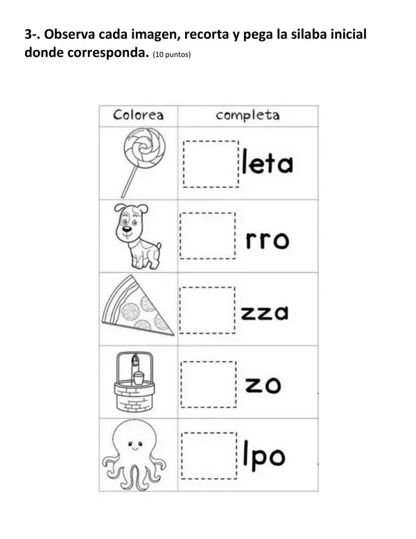 evaluacion lenguaje letras P- S