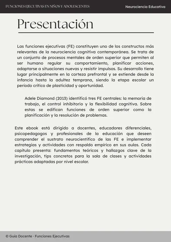 Ebook Funciones ejecutivas en niños y adolescentes
